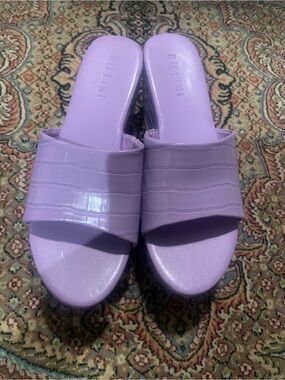 Billini Lavender Croc-Embossed Slide Mules